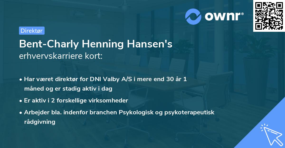 Bent-Charly Henning Hansen's erhvervskarriere kort