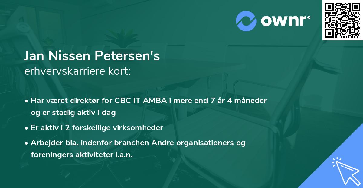 Jan Nissen Petersen's erhvervskarriere kort