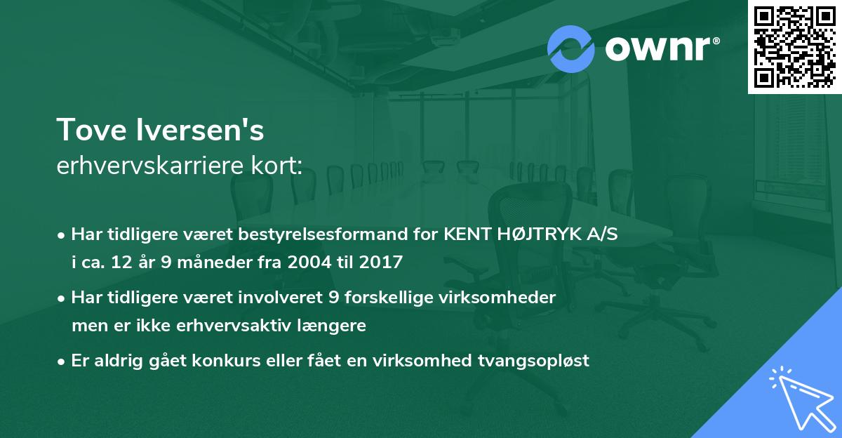 Tove Iversen's erhvervskarriere kort