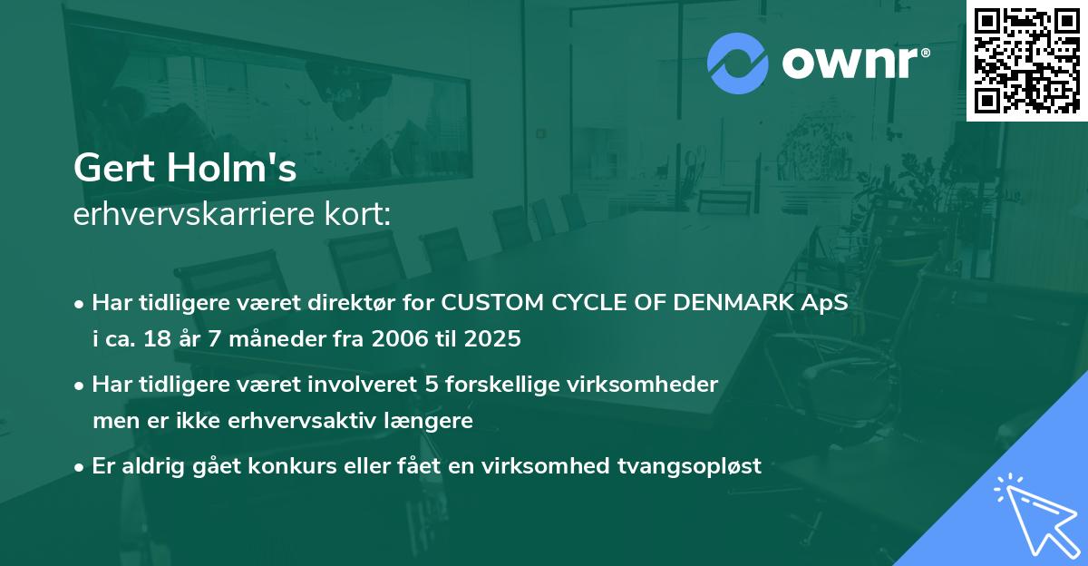 Gert Holm's erhvervskarriere kort