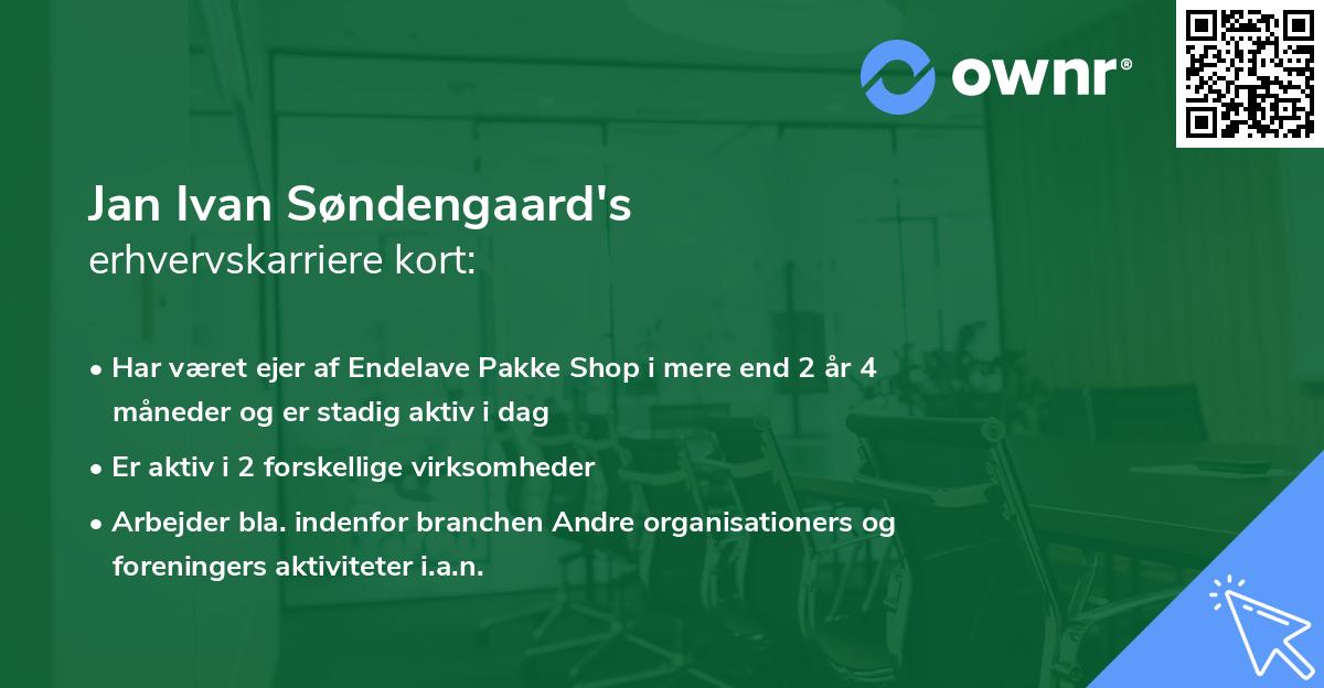 Jan Ivan Søndengaard's erhvervskarriere kort