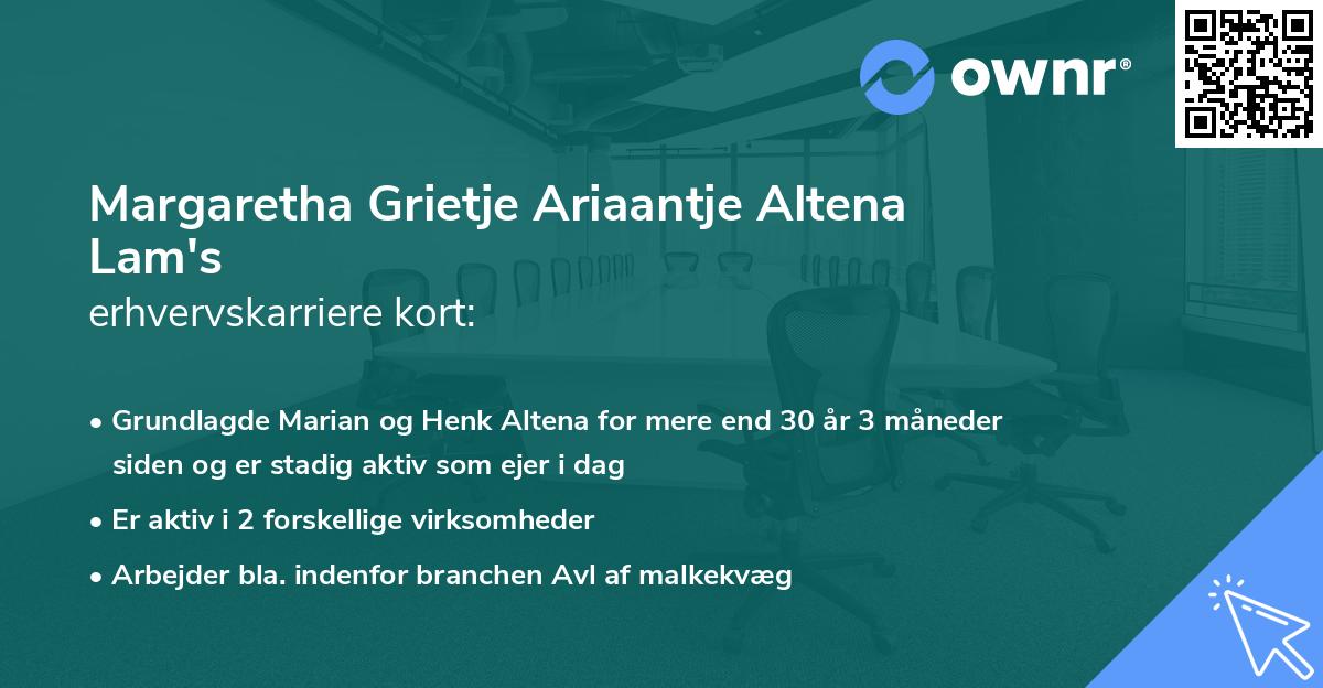 Margaretha Grietje Ariaantje Altena Lam's erhvervskarriere kort