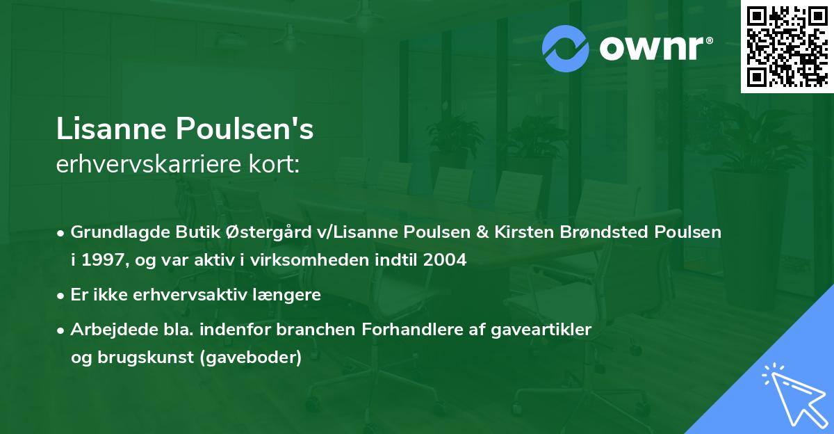 Lisanne Poulsen's erhvervskarriere kort