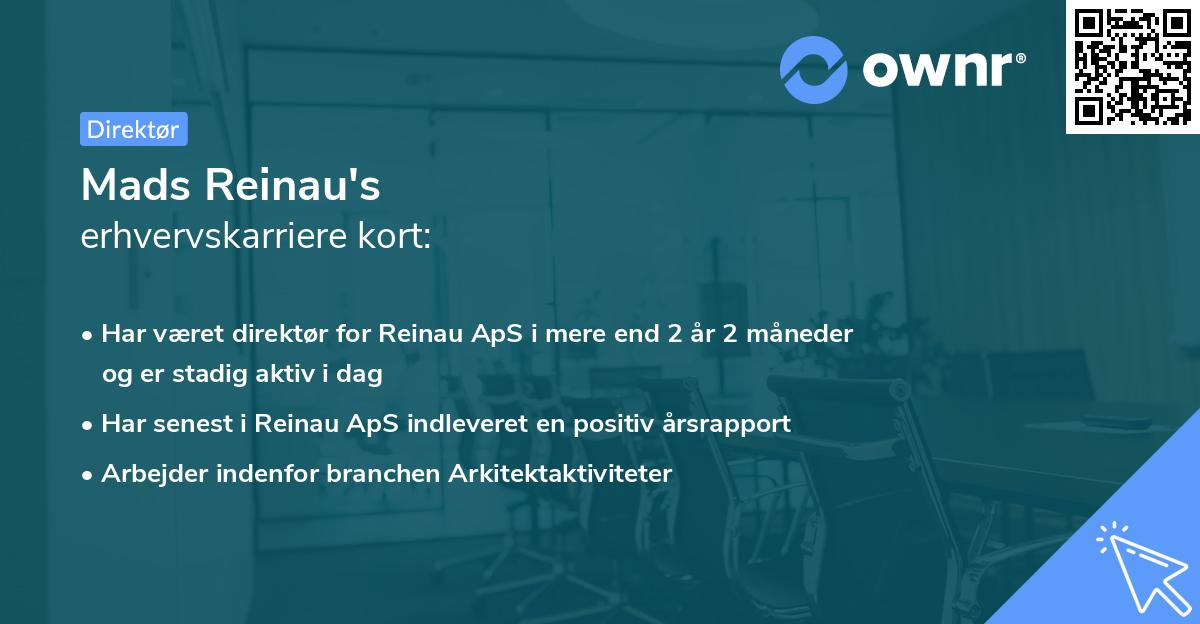 Mads Reinau's erhvervskarriere kort
