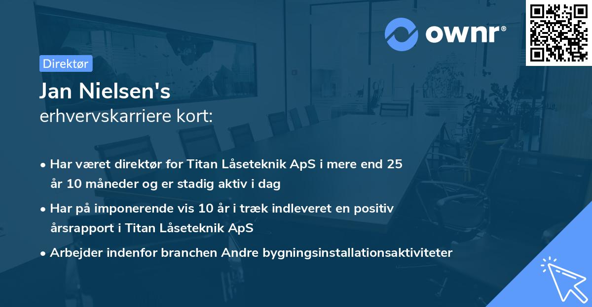 Jan Nielsen's erhvervskarriere kort