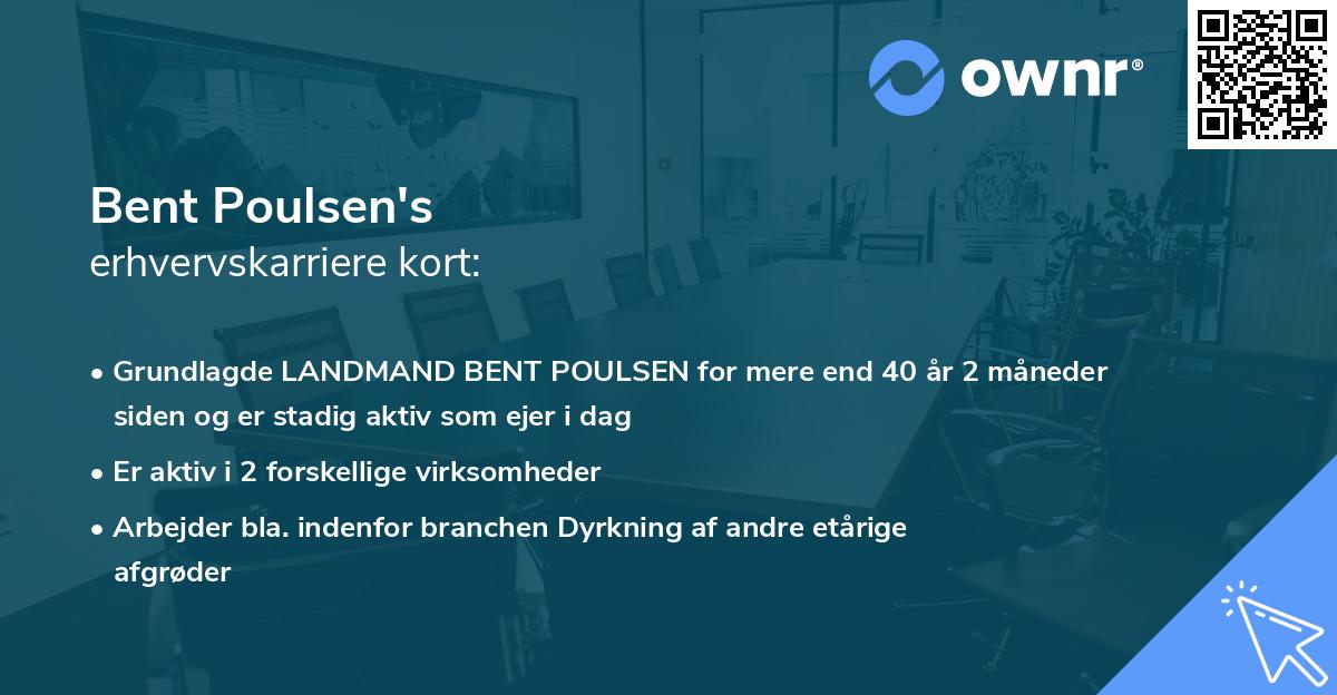 Bent Poulsen's erhvervskarriere kort