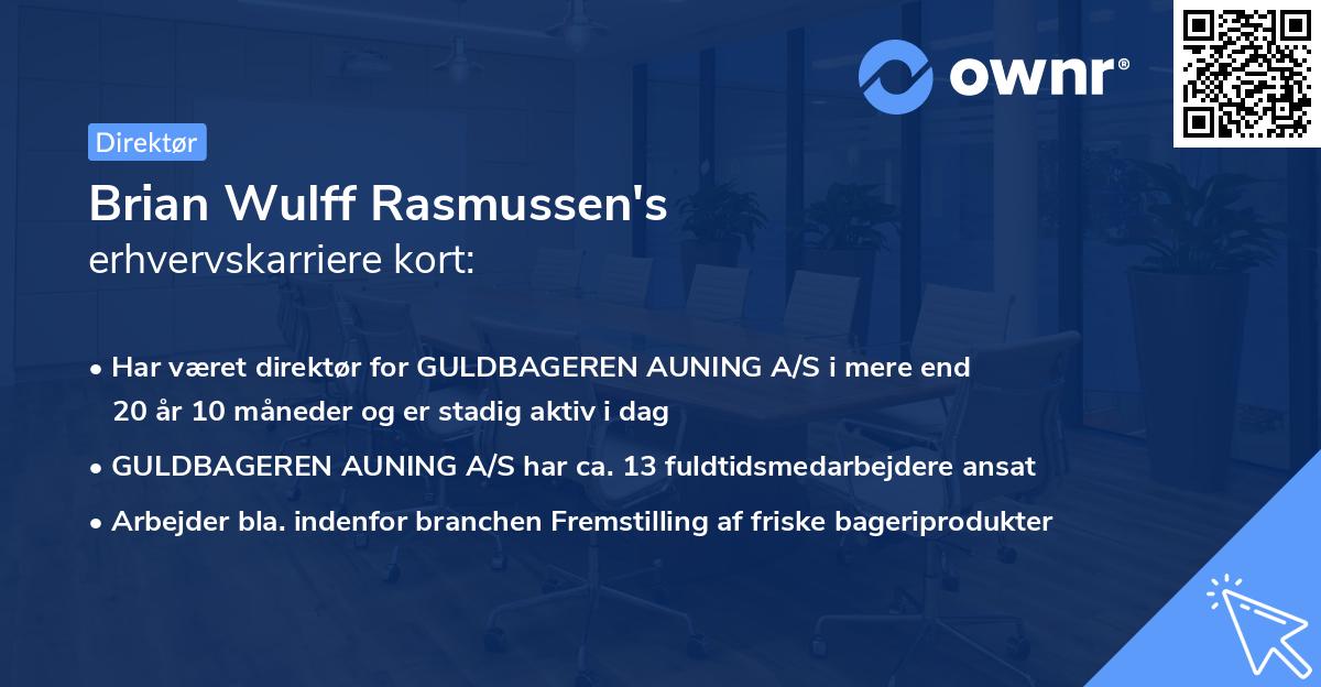 Brian Wulff Rasmussen's erhvervskarriere kort