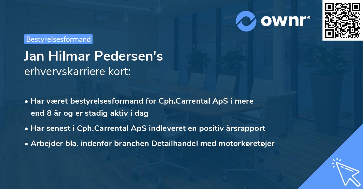 Jan Hilmar Pedersen's erhvervskarriere kort