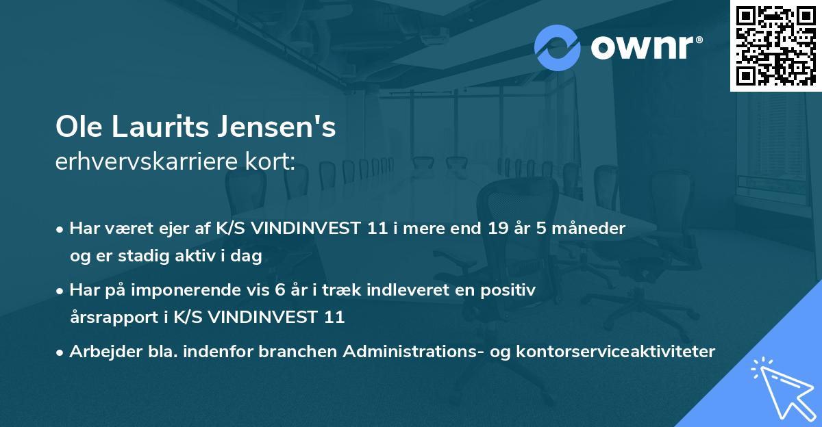 Ole Laurits Jensen's erhvervskarriere kort