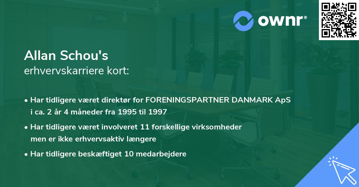 Allan Schou's erhvervskarriere kort