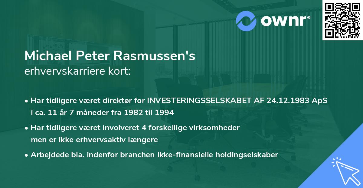 Michael Peter Rasmussen's erhvervskarriere kort