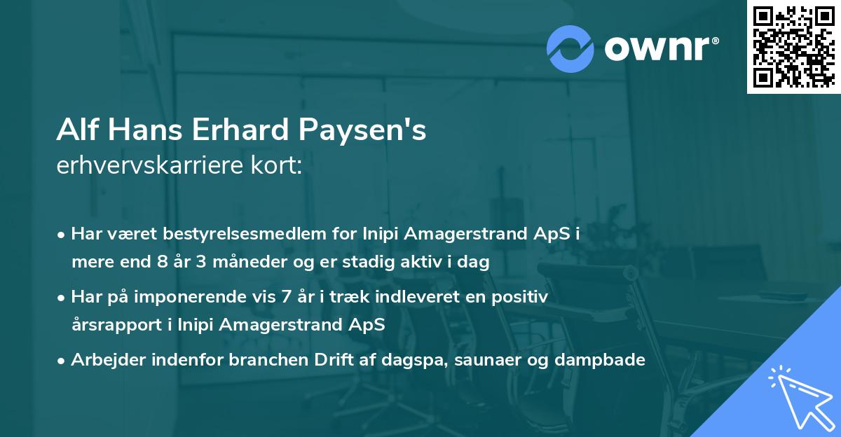 Alf Hans Erhard Paysen's erhvervskarriere kort