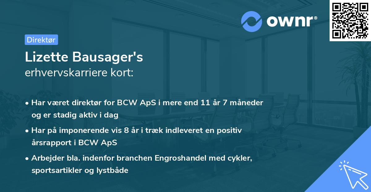 Lizette Bausager's erhvervskarriere kort