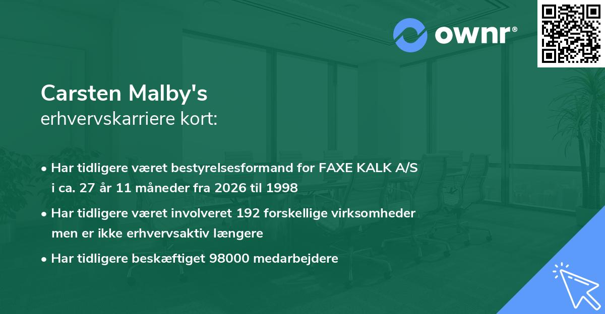 Carsten Malby's erhvervskarriere kort