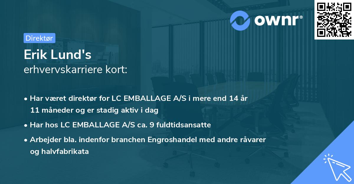 Erik Lund's erhvervskarriere kort