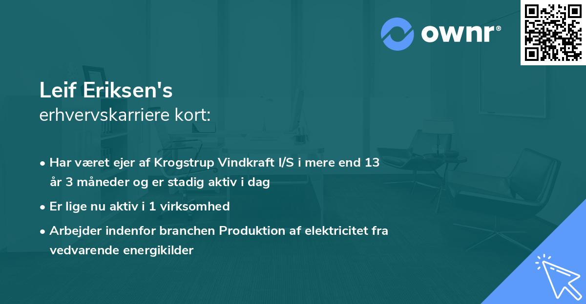 Leif Eriksen's erhvervskarriere kort