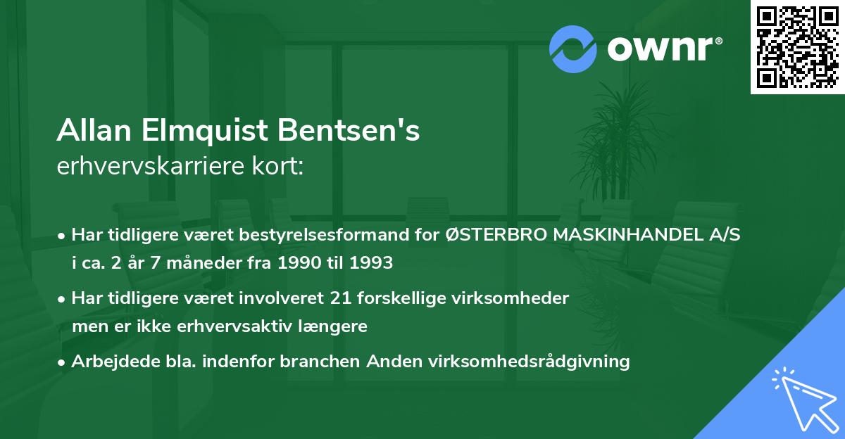 Allan Elmquist Bentsen's erhvervskarriere kort
