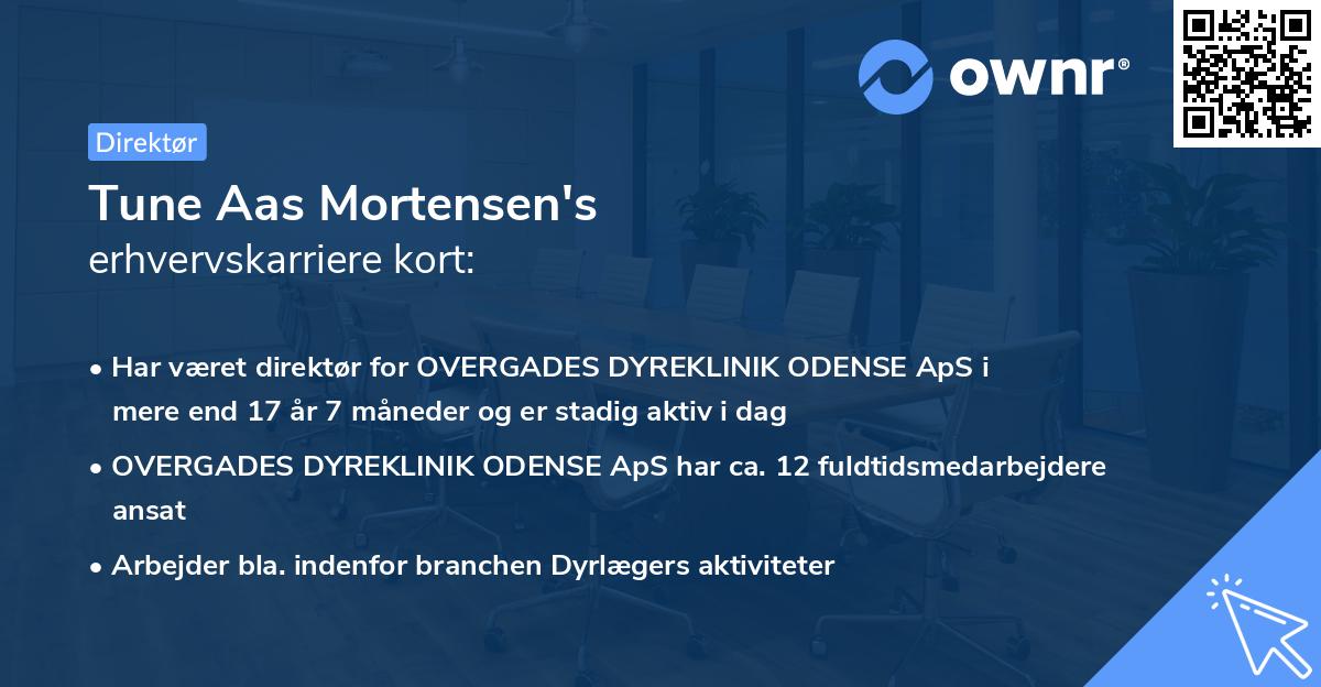 Tune Aas Mortensen's erhvervskarriere kort