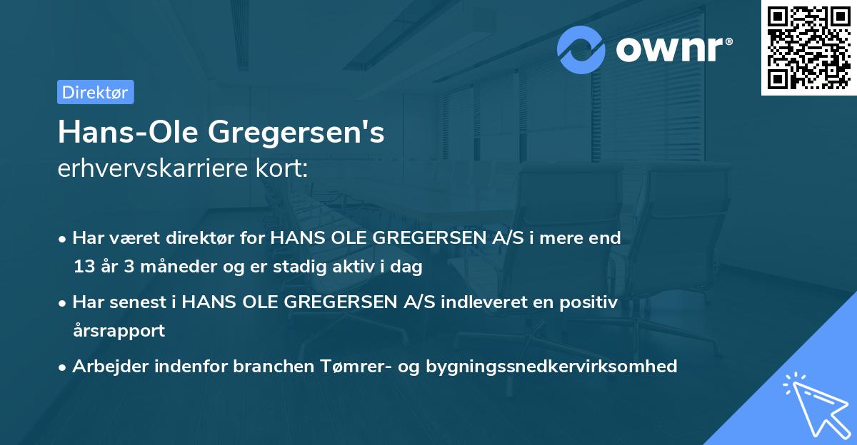 Hans-Ole Gregersen's erhvervskarriere kort