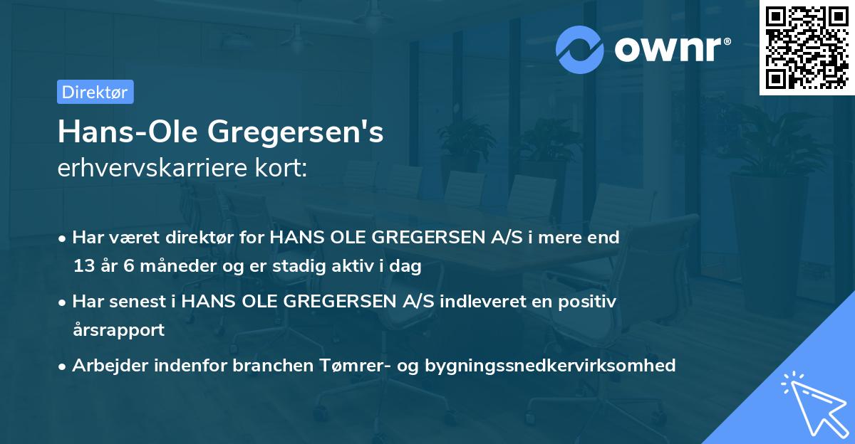 Hans-Ole Gregersen's erhvervskarriere kort