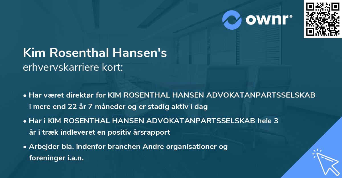 Kim Rosenthal Hansen's erhvervskarriere kort