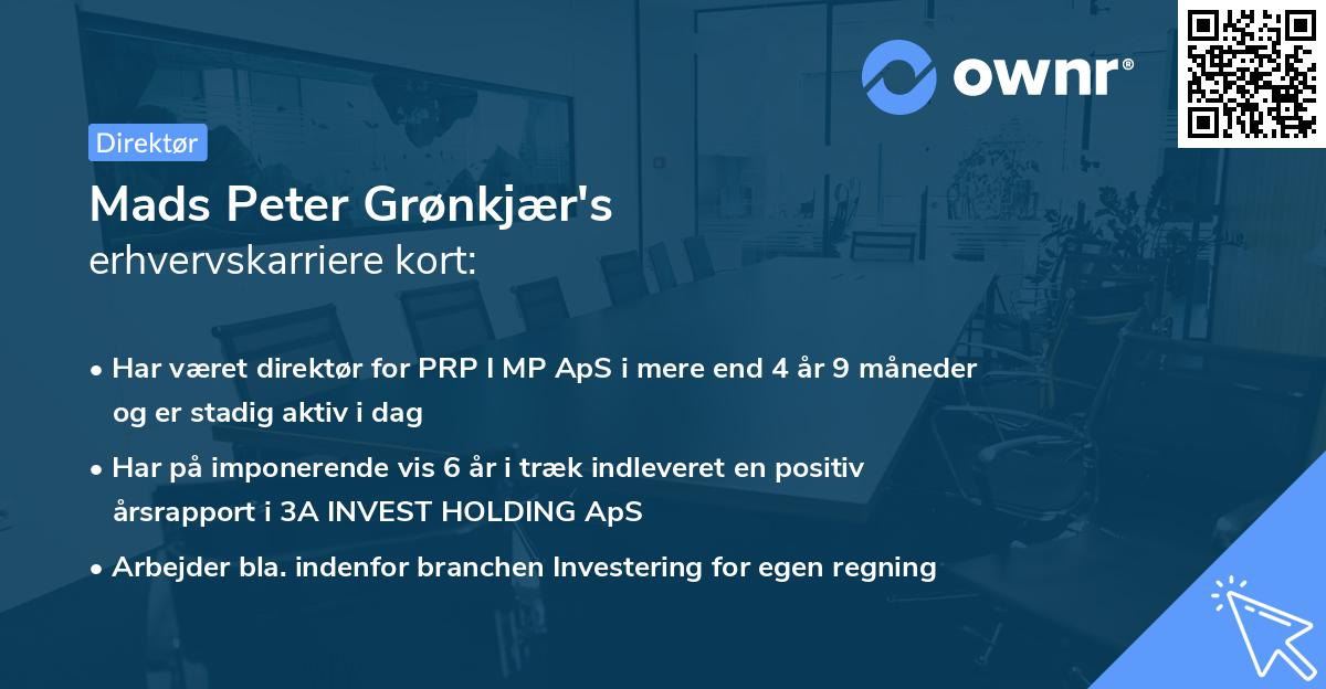 Mads Peter Grønkjær's erhvervskarriere kort