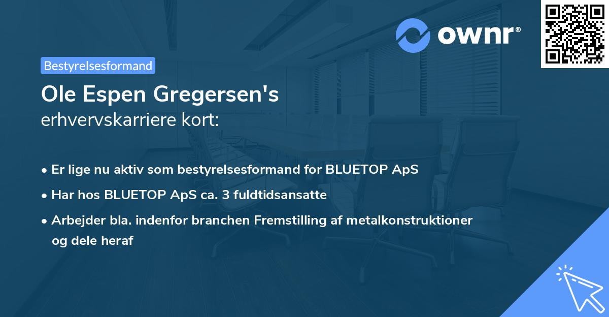 Ole Espen Gregersen's erhvervskarriere kort