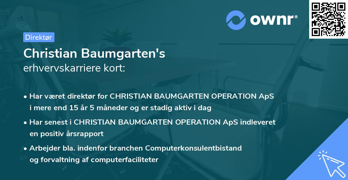 Christian Baumgarten's erhvervskarriere kort