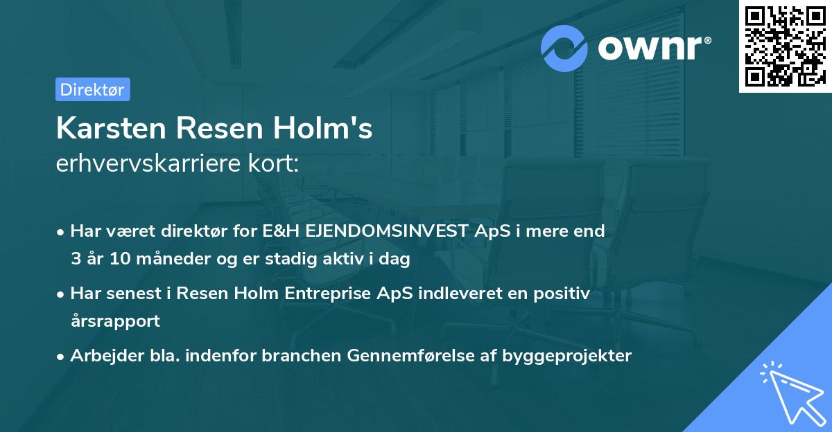 Karsten Resen Holm's erhvervskarriere kort