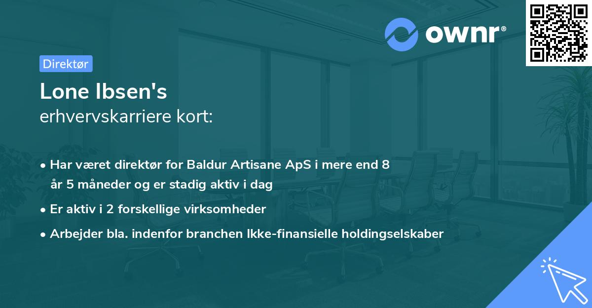 Lone Ibsen's erhvervskarriere kort