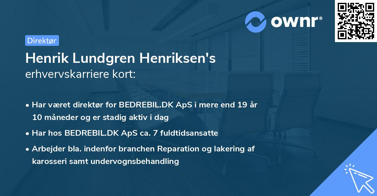 Henrik Lundgren Henriksen's erhvervskarriere kort