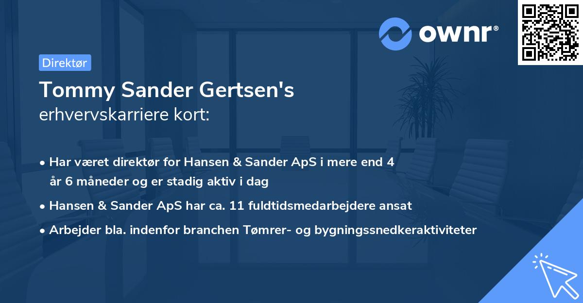 Tommy Sander Gertsen's erhvervskarriere kort