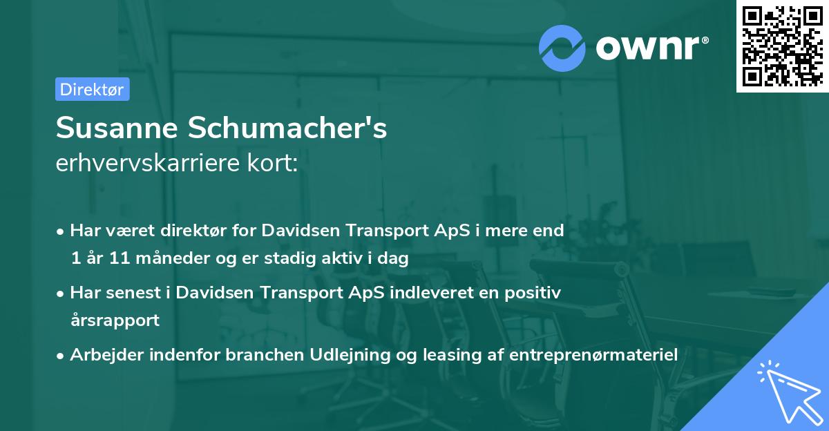 Susanne Schumacher's erhvervskarriere kort