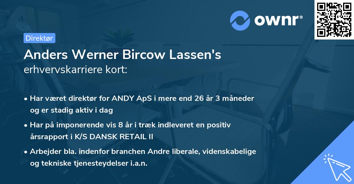Anders Werner Bircow Lassen's erhvervskarriere kort