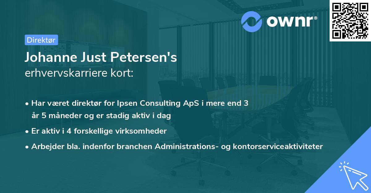 Johanne Just Petersen's erhvervskarriere kort