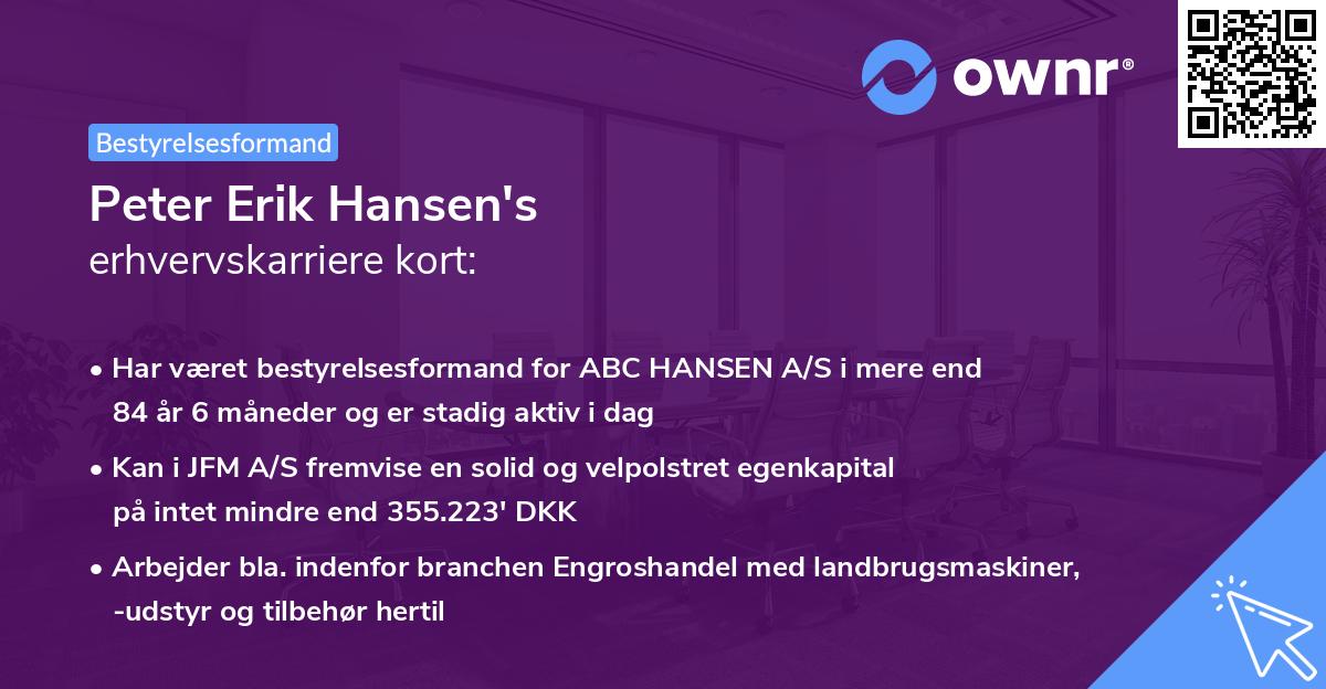 Peter Erik Hansen's erhvervskarriere kort