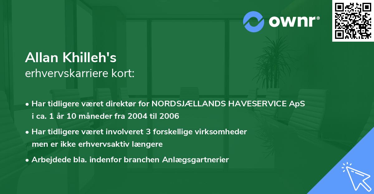 Allan Khilleh's erhvervskarriere kort