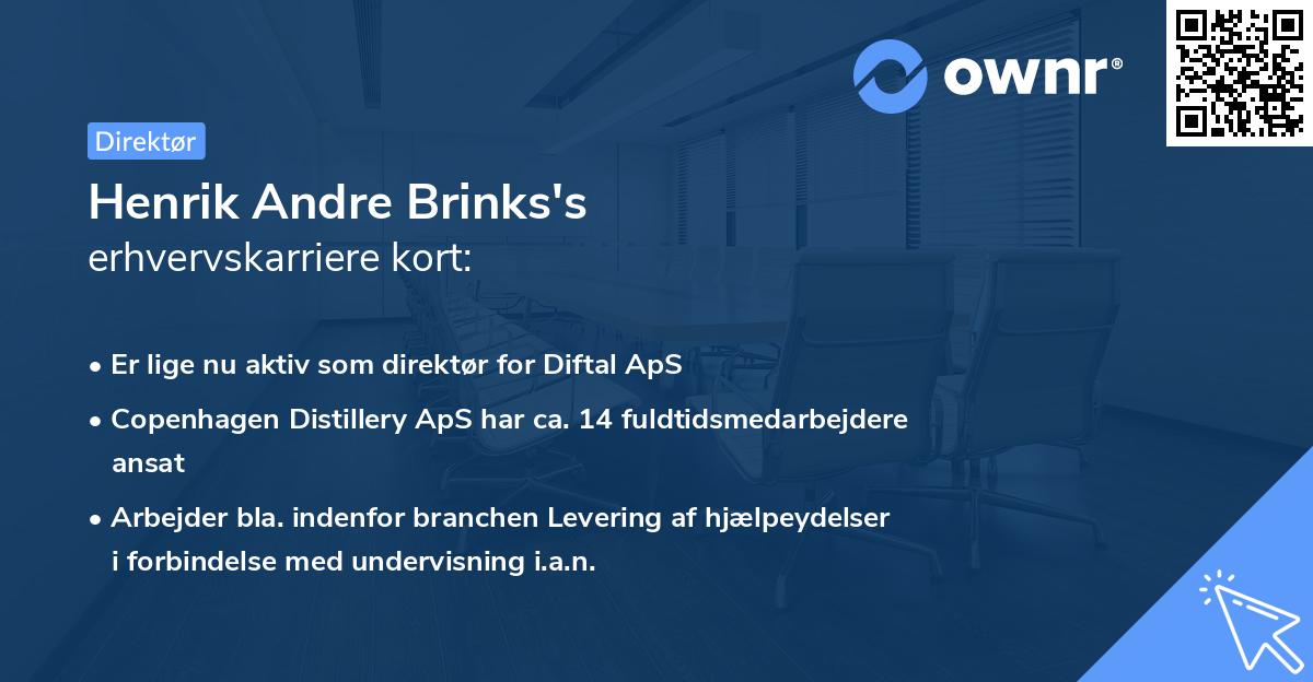 Henrik Andre Brinks's erhvervskarriere kort