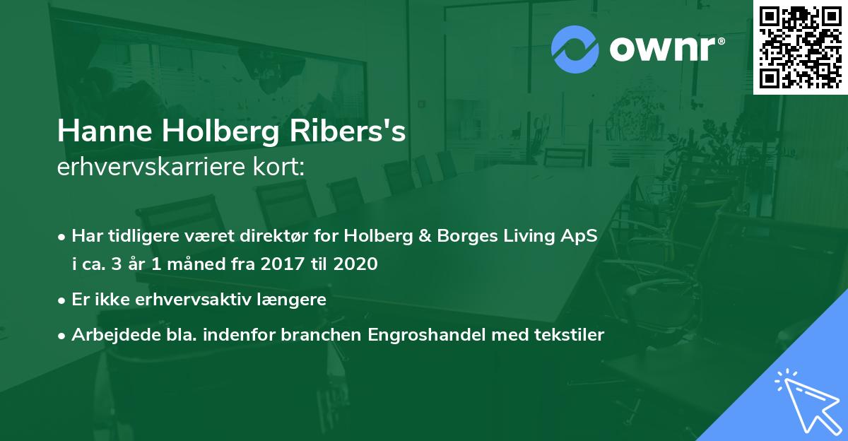 Hanne Holberg Ribers's erhvervskarriere kort