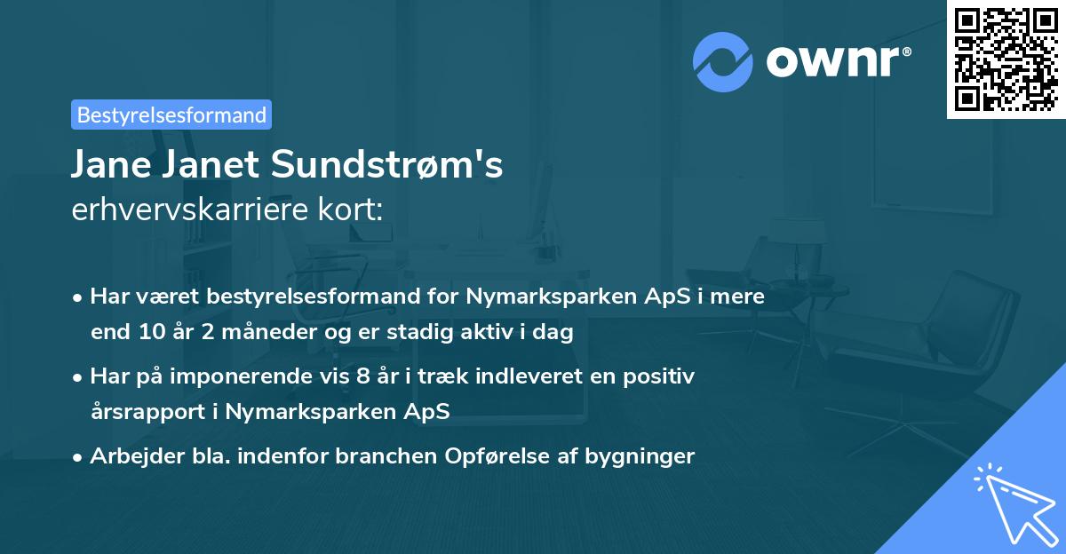 Jane Janet Sundstrøm's erhvervskarriere kort