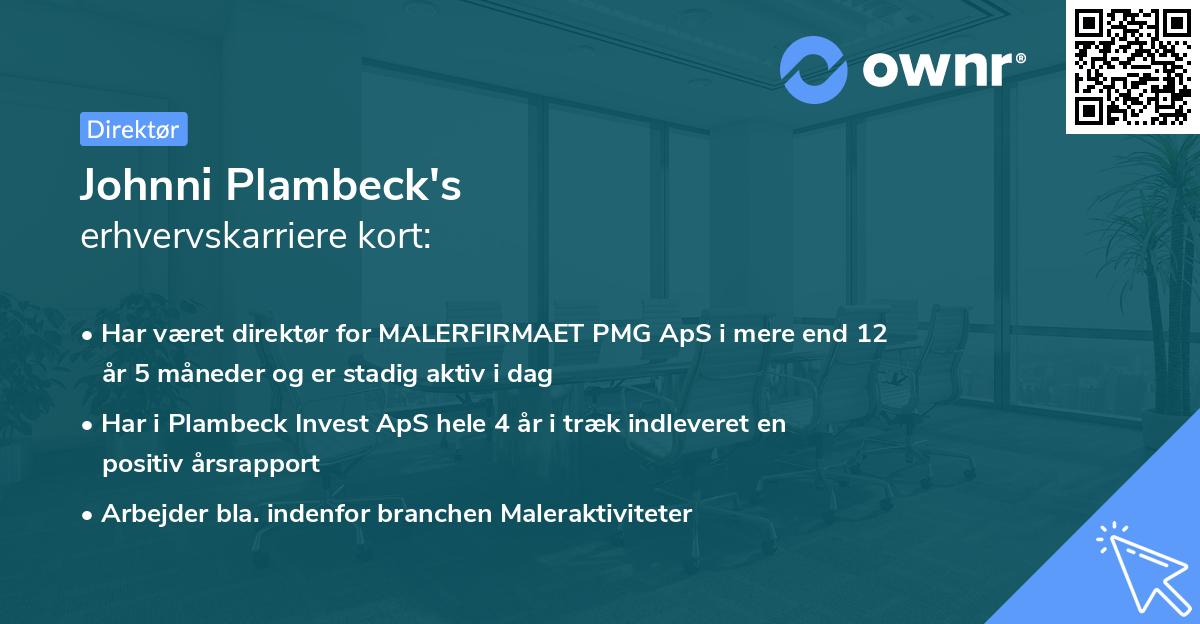 Johnni Plambeck's erhvervskarriere kort