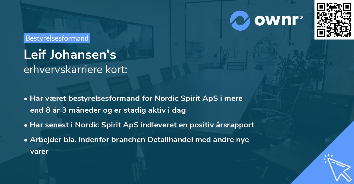 Leif Johansen's erhvervskarriere kort