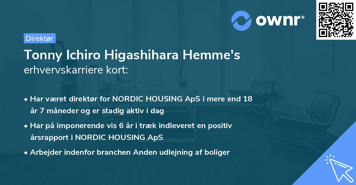 Tonny Ichiro Higashihara Hemme's erhvervskarriere kort