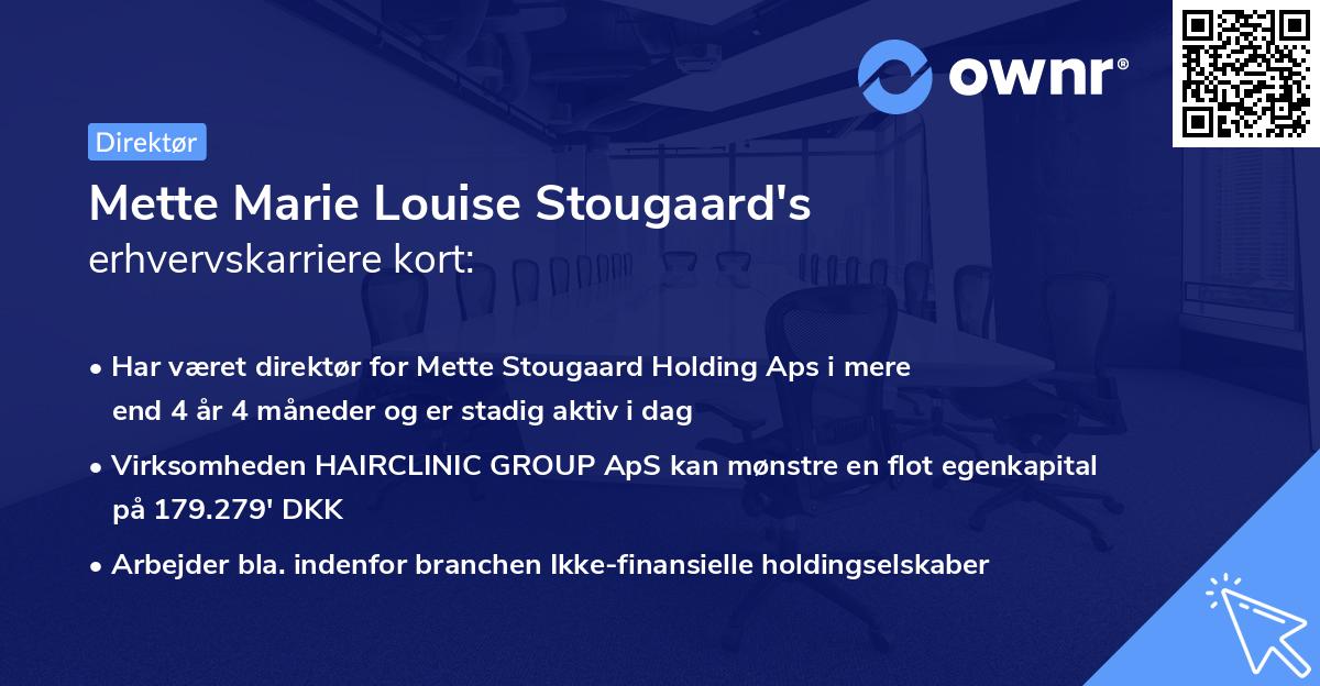 Mette Marie Louise Stougaard's erhvervskarriere kort