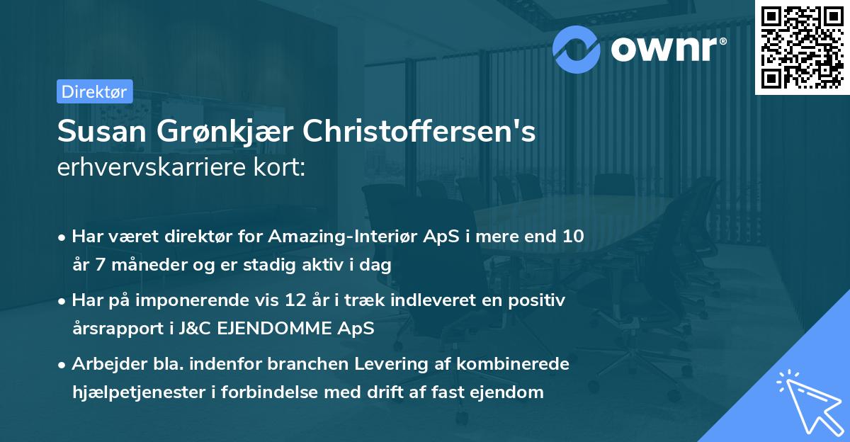 Susan Grønkjær Christoffersen's erhvervskarriere kort