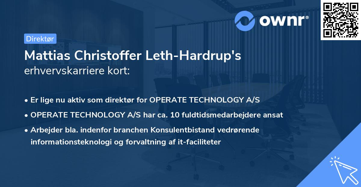 Mattias Christoffer Leth-Hardrup's erhvervskarriere kort