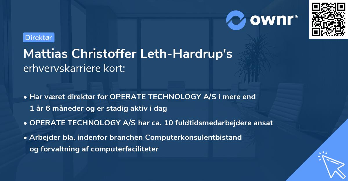 Mattias Christoffer Leth-Hardrup's erhvervskarriere kort