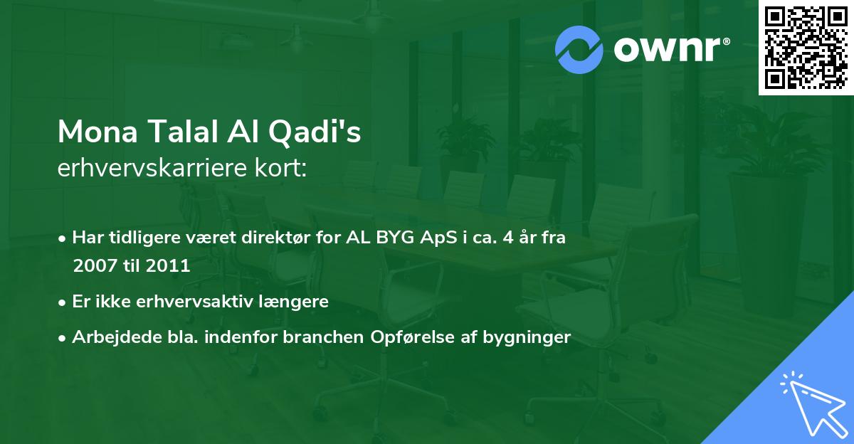 Mona Talal Al Qadi's erhvervskarriere kort