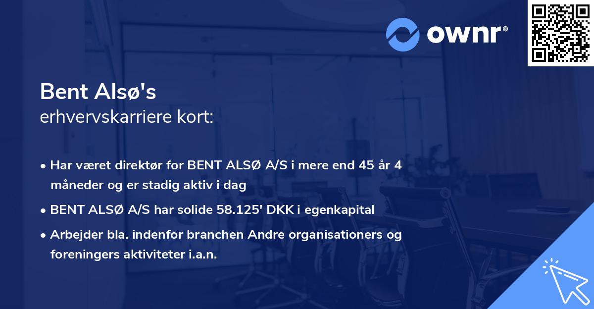Bent Alsø's erhvervskarriere kort