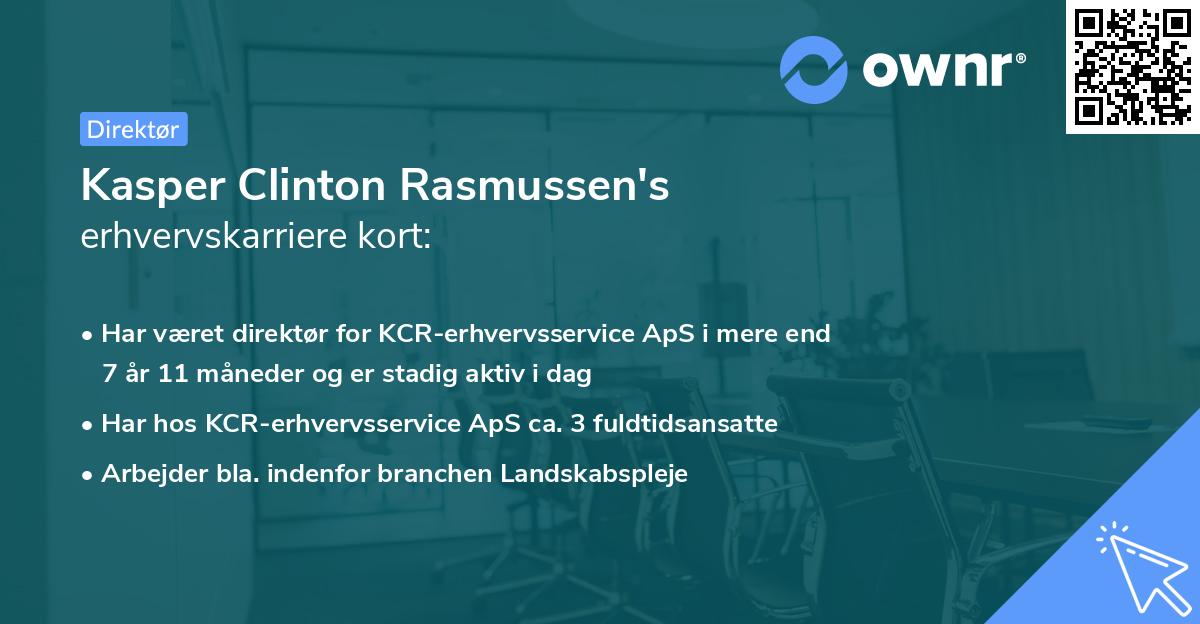 Kasper Clinton Rasmussen's erhvervskarriere kort